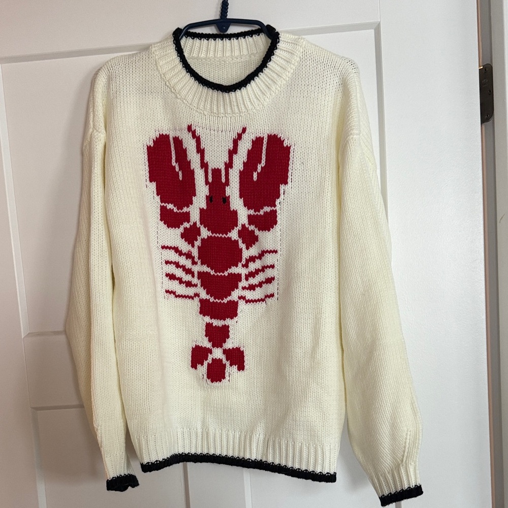 White and Red Lobster Sweater
